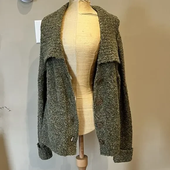 Celina Yang Cardigan Women Medium Green Chunky Knit Sailor Goblincore Grunge 90s - Picture 2 of 8